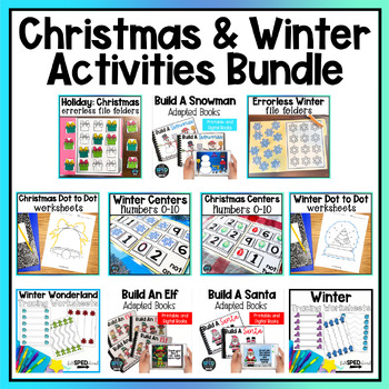 Christmas & Winter Adapted Books File Folders Special Education Centers Bundle