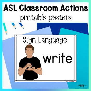 Classroom Action Word ASL Sign Language Printable Bulletin Board Posters Lessons
