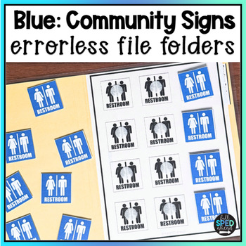 Community Sign Environmental Print Blue Errorless File Folder Special Education