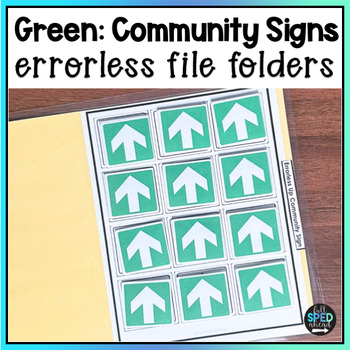 Community Sign Environmental Print Green Errorless File Folder Special Education