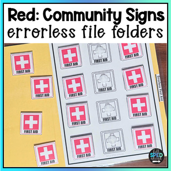 Community Signs Environmental Print Red Errorless File Folder Special Education