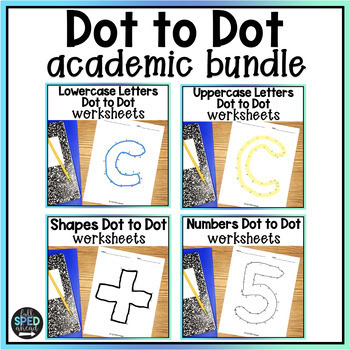 Dot to Dot ELA Math Skills Tracing Activity Worksheets Special Education Bundle