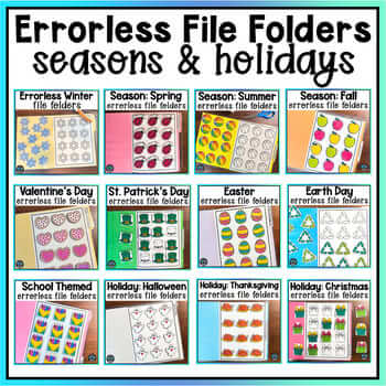 Errorless File Folder Activities First Day of School Special Education Resources