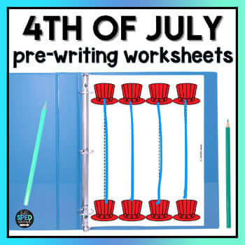 4th of July Holiday Fine Motor Tracing Worksheet Practice Special Education