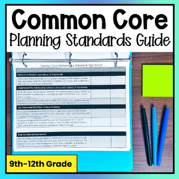 9th to 12th Grade Common Core State Standards Lesson Planning Cheat Sheet Guide