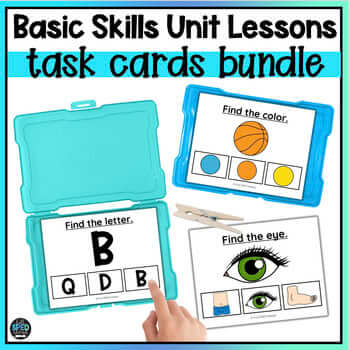 Basic Functional Skills Unit Lessons Task Cards for Special Education Bundle
