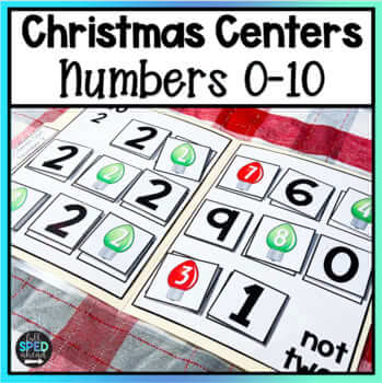 Christmas Holiday Math Centers Number ID One to One Counting Correspondence