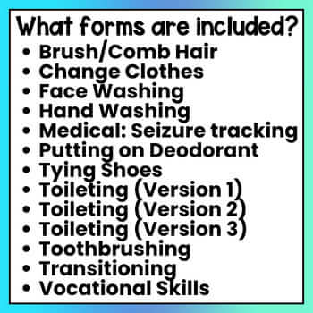 Daily Living Skills Digital Data Collection Google Form Special ...