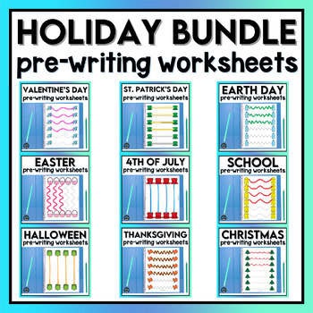Fine Motor Center Writing Skills Tracing Lines Printable Activity Holiday Bundle