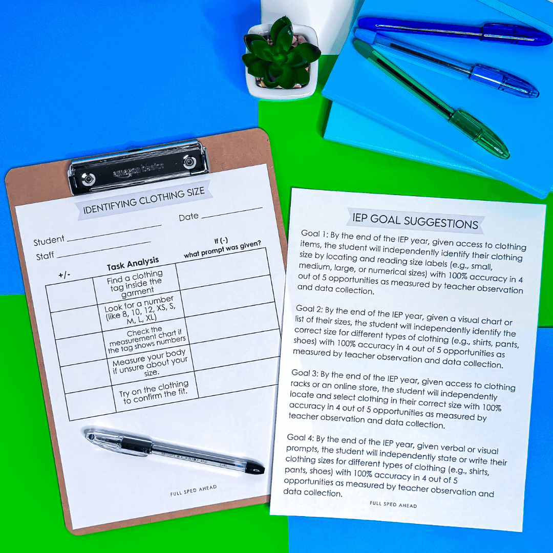 How To Identify Clothes Sizes Visual Task Analysis Template Special Education - Image 3