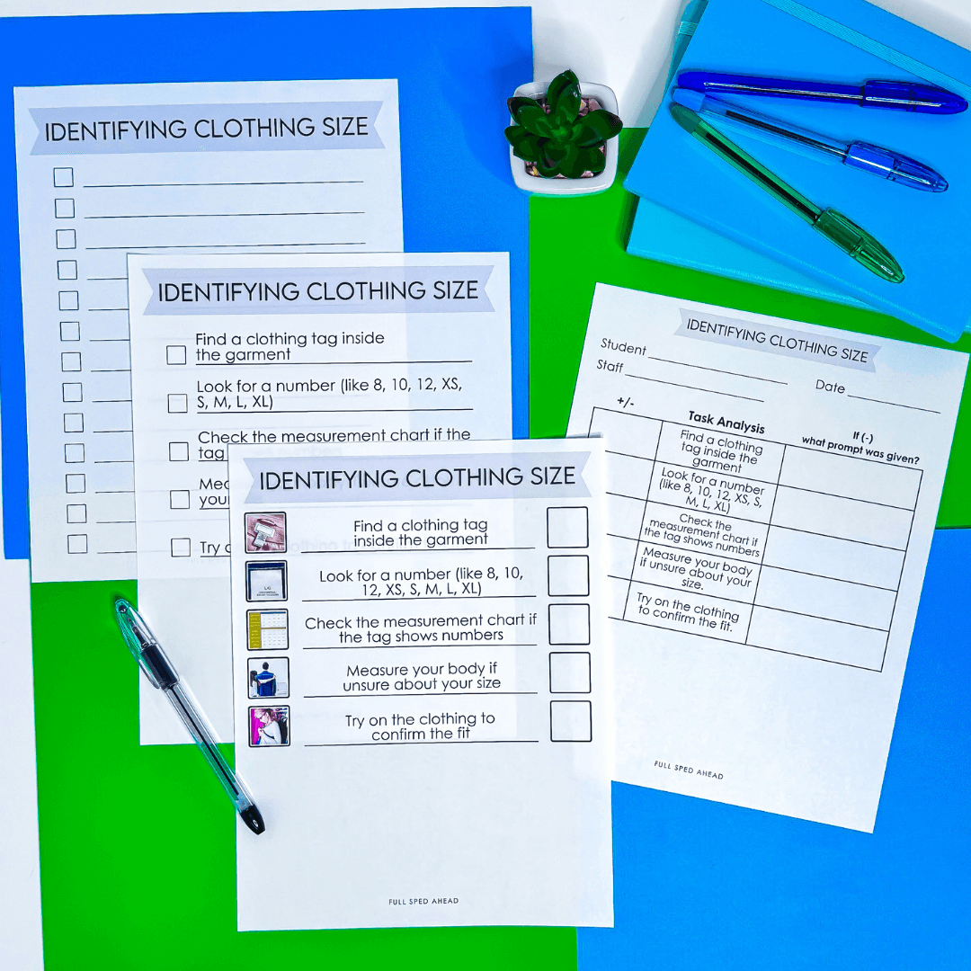 How To Identify Clothes Sizes Visual Task Analysis Template Special Education - Image 4