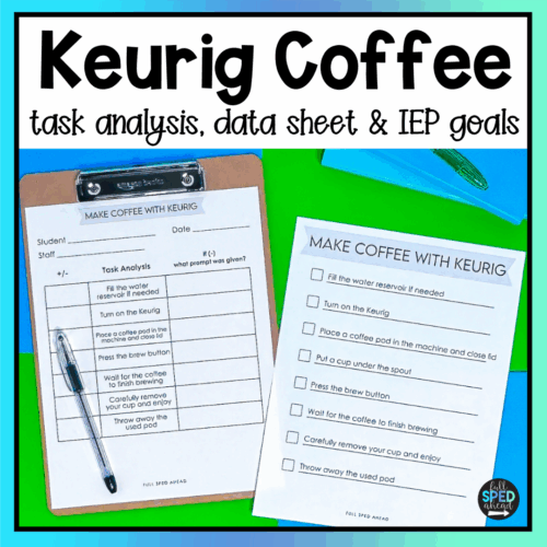 Make Coffee with Keurig Cooking Visual Task Analysis Template Special Education
