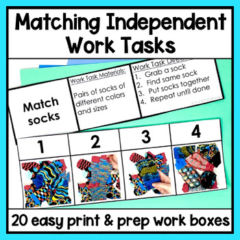 Matching Work Task Boxes Bins Independent Vocational Skills Special Education