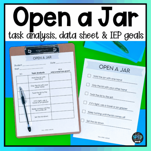 How To Open a Jar Cooking Visual Task Analysis Template Special Education