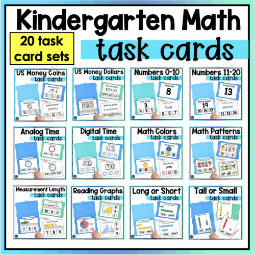Kindergarten Math Skills Task Cards Centers Special Education Work Boxes Bundle
