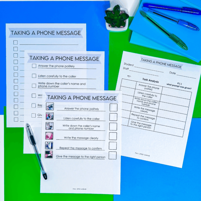 Take a Phone Message Use Individual Visual Schedule Checklist Special Education - Image 2