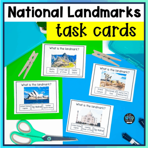 Social Studies National Landmarks Geography Task Cards Special Education Centers