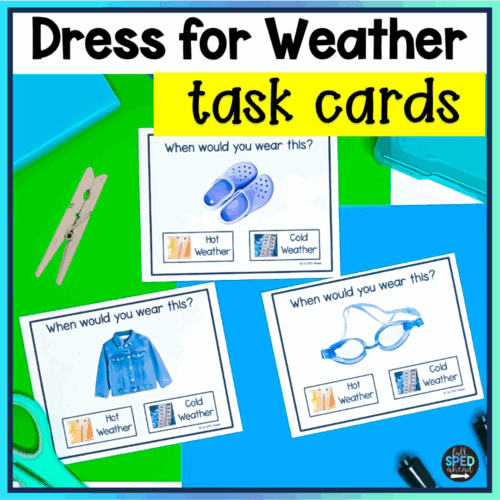 Morning Meeting Dress for Weather Calendar Printable Task Card Special Education