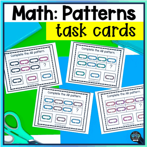 Math Sequences Patterns Task Cards Autism Centers Special Education