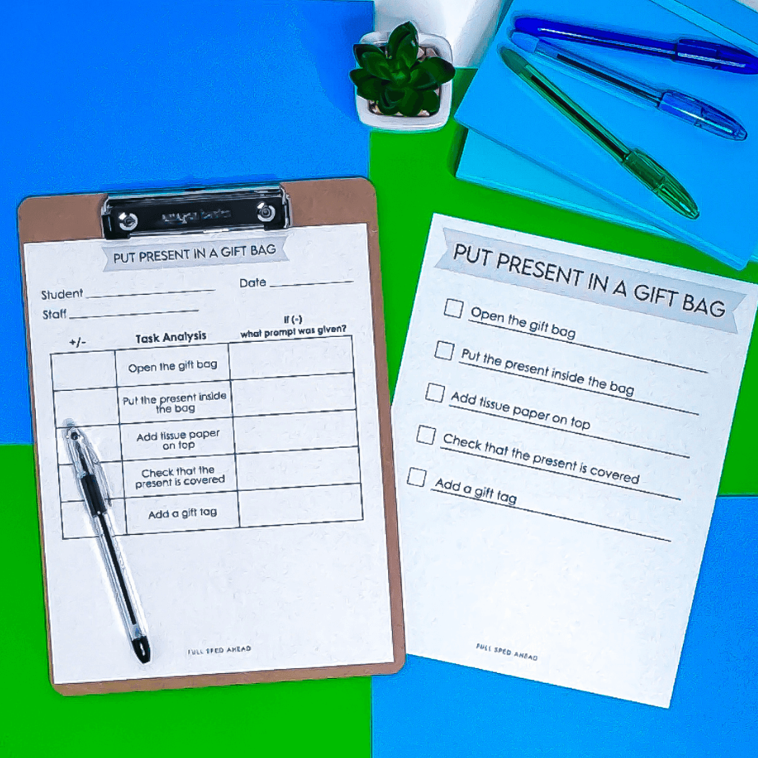 Use A Gift Bag for Present Use Individual Visual Schedule Checklist Special Education - Image 3