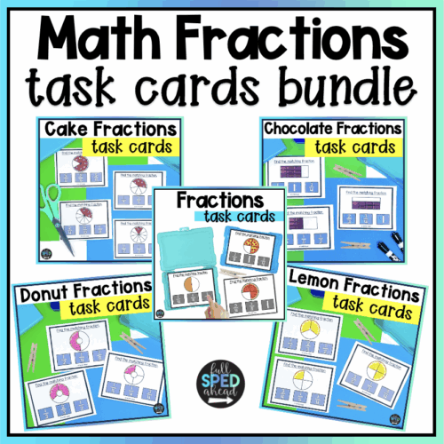 Measurement Identifying Fractions with Food Math Task Cards Special Education Bundle