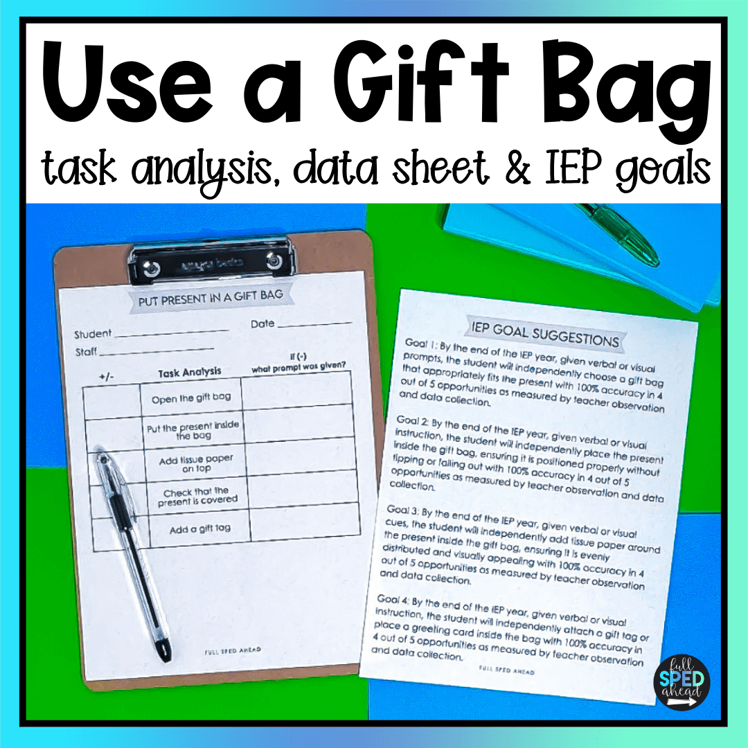 Use A Gift Bag for Present Use Individual Visual Schedule Checklist Special Education