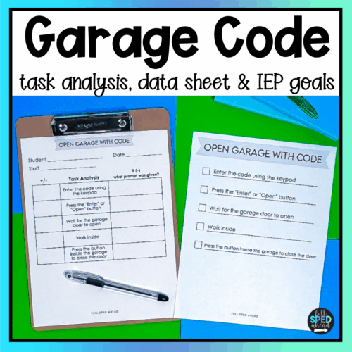 Use A Garage Door Code Use Individual Visual Schedule Checklist Special Education
