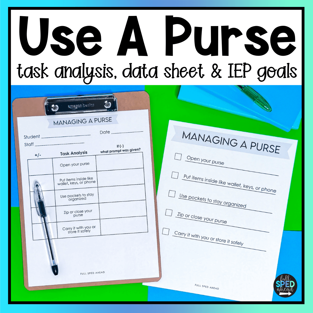 Manage a Purse Use Individual Visual Schedule Checklist Special Education