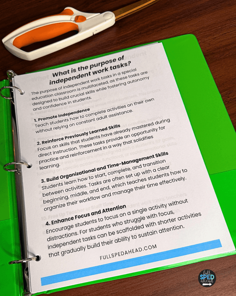 Building Student Independence with a Independent Work Task Starter Kit
