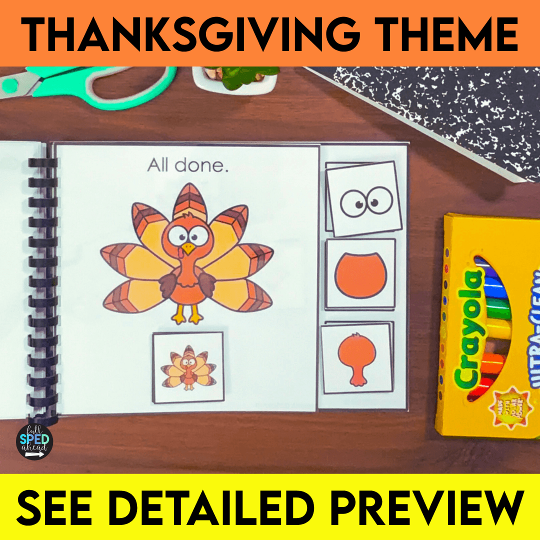 Follow Directions Build A Turkey Adapted Books Special Education