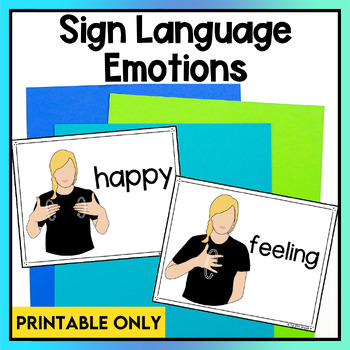 Feelings and Emotions ASL Sign Language Printable Bulletin Board Posters Lessons