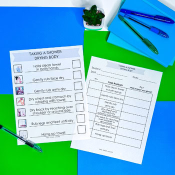 How To Shower Dry Your Body Visual Task Analysis Template Special Education - Image 3
