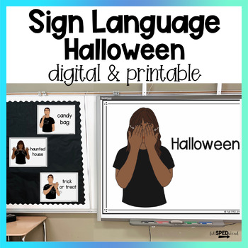 Halloween Classroom Hand Signal Sign Language Visual Bulletin Board and Lessons