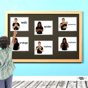 Halloween Classroom Hand Signal Sign Language Visual Bulletin Board and Lessons - Image 4