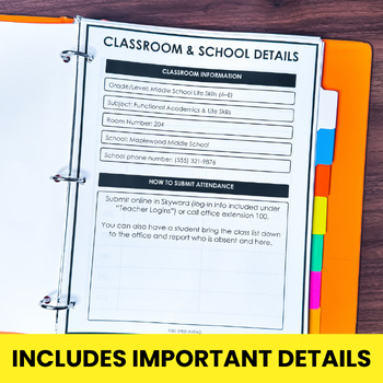 Substitute Teacher Binder Paraprofessional Training Binder Classroom Management - Image 2