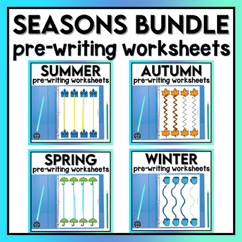Fine Motor Writing Skills Tracing Worksheets Special Education Seasons Bundle
