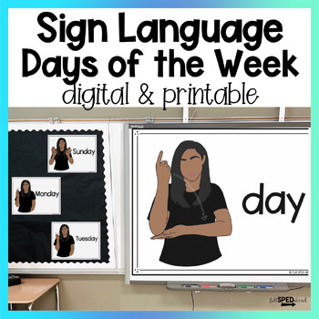 Days of the Week ASL Sign Language Google Slides Digital Lesson and Posters
