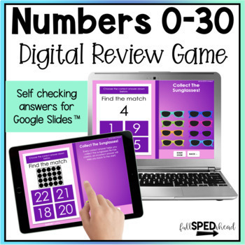 Identify Numbers 0-30 Digital Back to School Math Review Game for Google Slides™