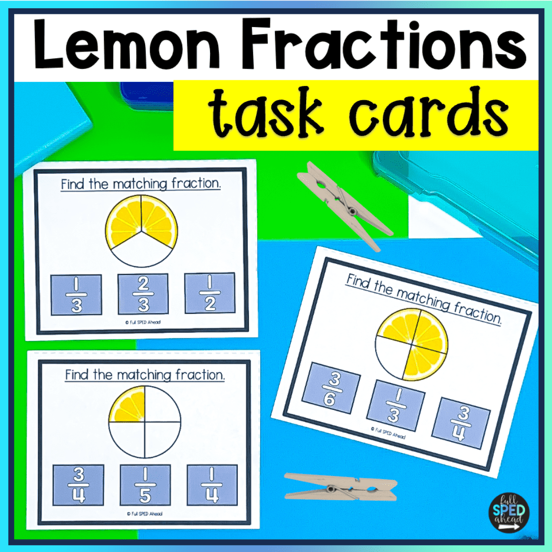 Measurement Identifying Fractions with Food Math Task Cards Special Education